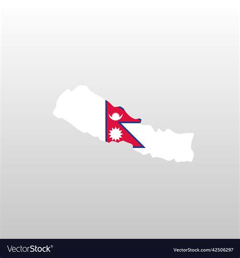 Nepal National Flag In Country Map Silhouette Vector Image