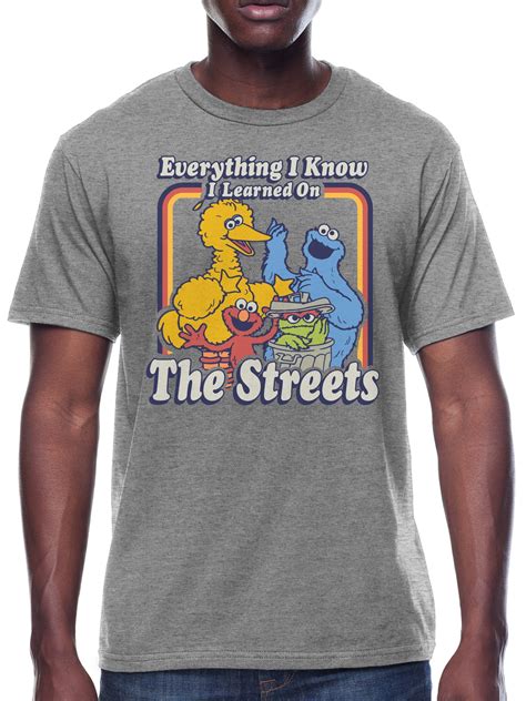 Sesame Street Short Sleeve Mens Graphic Crew Neck Relaxed Fit T Shirt Up To Size 3xl