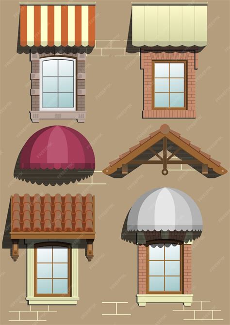 Premium Vector Set Of Different Shelters For The Facade In Vector