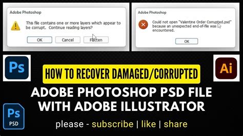 How To Recover Corrupted Damaged Adobe Photoshop Psd File Using Adobe