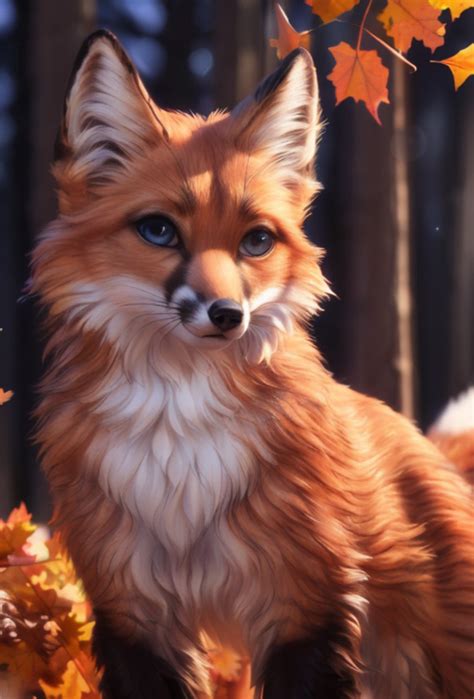 Лиса в осеннем лесу фэндомы furry art furry furry feral