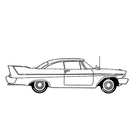 Plymouth Fury Classic Car Vehicle Line Drawing Svg Digital File