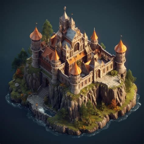 Premium AI Image | A digital painting of a castle with a castle on it.