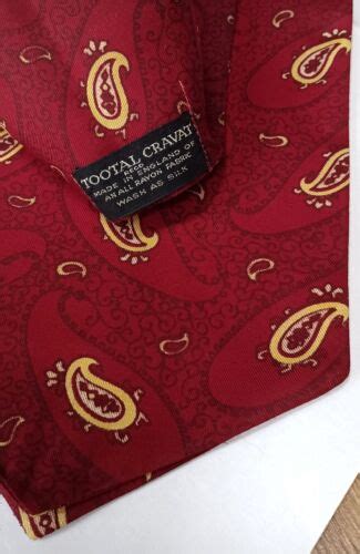 VINTAGE 1950S MENS TOOTAL BURGUNDY PAISLEY CRAVAT ASCOT NECK SCARF MOD