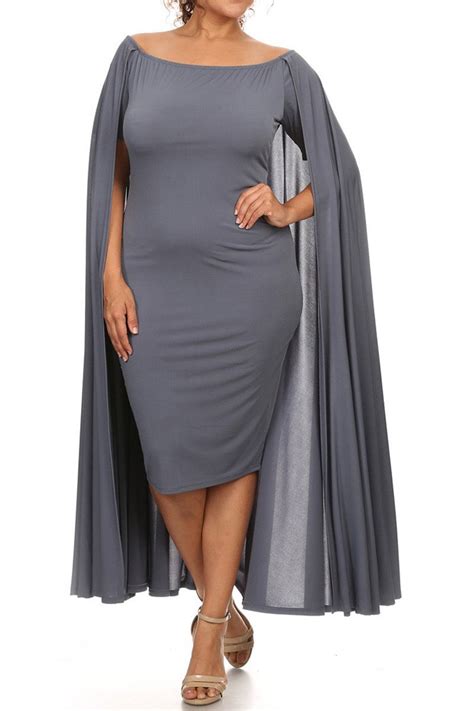 Plus Size Ravishing Off The Shoulder Cape Dress [sale] Slayboo