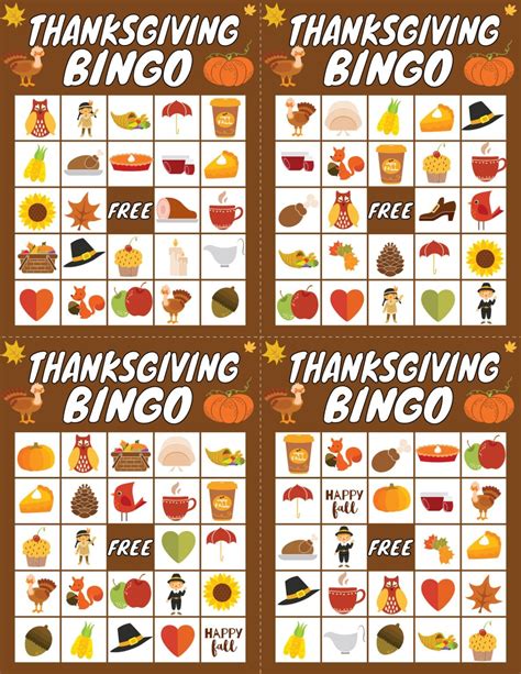 Free Printable Thanksgiving Bingo Game 20 Cards Play Party Plan