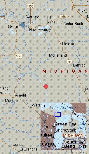 Map For Escanaba River Michigan White Water Gwinn To River Road