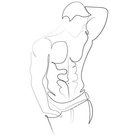 Figure masculine de ligne continue corps musclé nu illustration