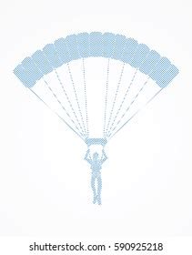 Parachuting Silhouette Designed Using Dots Pattern стоковая векторная