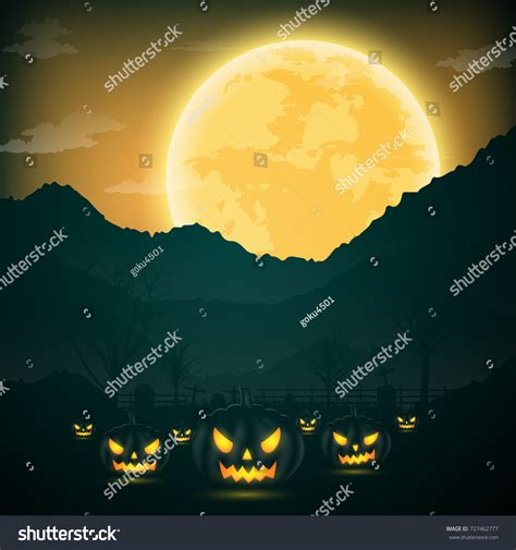Halloween Night Background Pumpkin Naked Trees Stock Vector Royalty Free Shutterstock