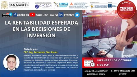 La rentabilidad esperada en las decisiones de inversión YouTube