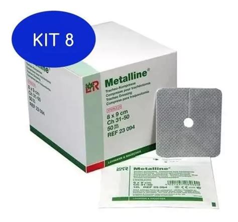 Kit 8 Curativo Absorvente Metalline Traqueostomia 8 X 9 Cm