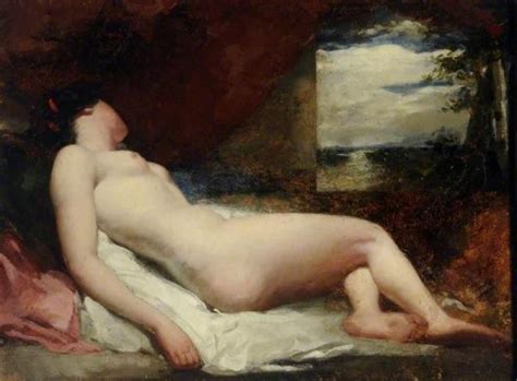 William Etty Reclining Male Nude Raised Right Knee Oil Painting