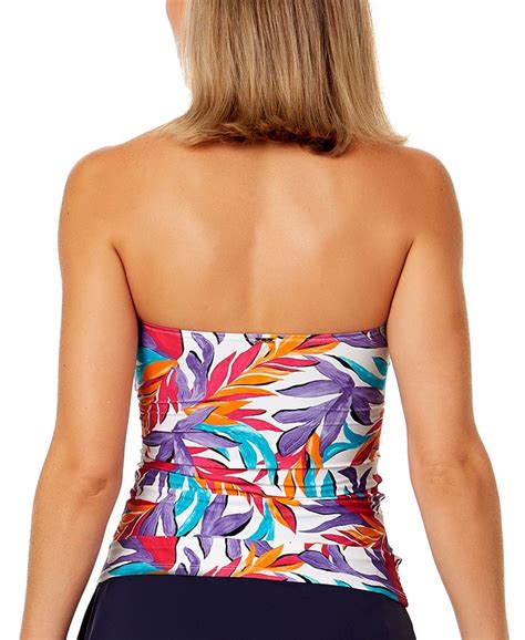 Anne Cole Womens Twist Front Bandeau Tankini Top Macys