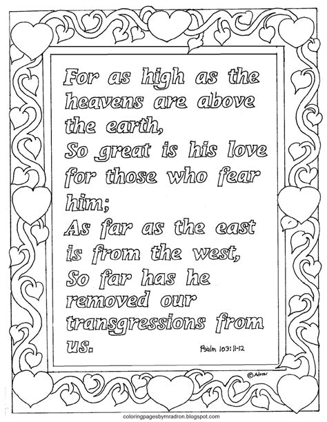 Coloring Pages for Kids by Mr. Adron: Psalm 103:11-12 Printable Bible ...