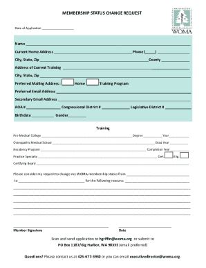 Fillable Online Membership Status Change Request Fax Email Print