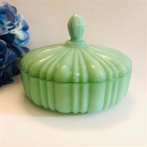 Vintage Anchor Hocking Fire King Jadeite Lidded Candy Dish Chairish