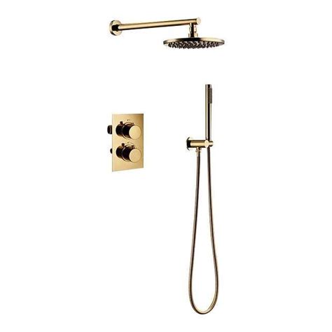 Geborsteld Goud Kleur Inbouw Regendouche Set Coat Rack Lamp Home