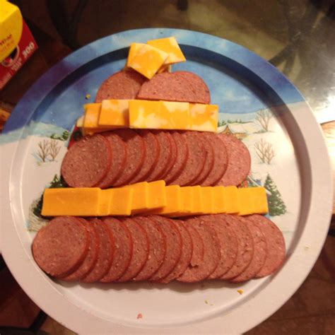 Sausage And Cheese Tray Christmas Tree Style Christmas Food