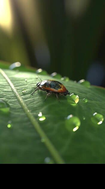 Premium AI Image | A bug on a green leaf