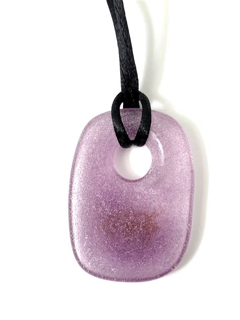 New Pale Purple Glass 22K Gold Women Ballerinas Pendant Necklace Black