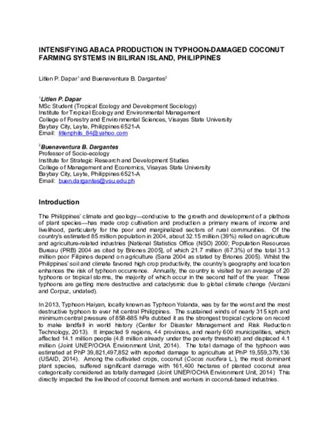 (DOC) INTENSIFYING ABACA PRODUCTION IN TYPHOON-DAMAGED COCONUT FARMING ...