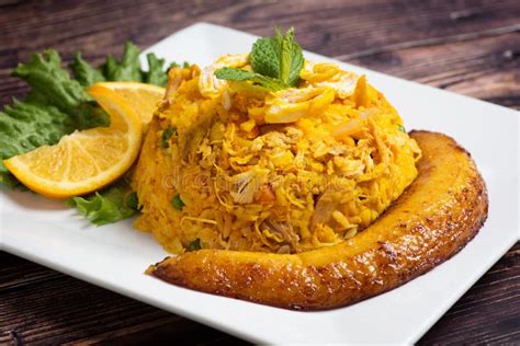 Arroz Con Pollo Colombiano Colombian Style Rice With Chicken Meat Stock