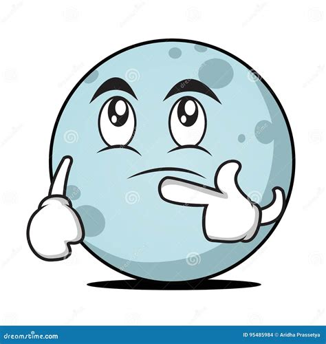 Thinking Face Moon Cartoon Character Stock Vector Illustration Of