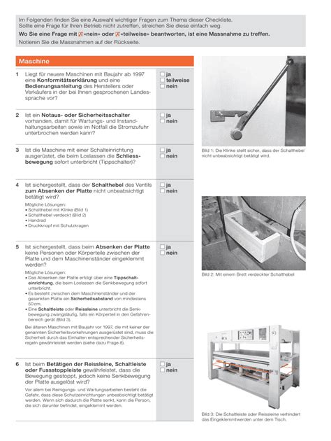 Fillable Online Sicherheit Ist Machbar Checkliste Furnierpresse Fax