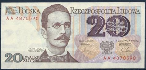 1982 r Banknot 20 zł Seria AA UNC Kolekcjon pl filatelistyka