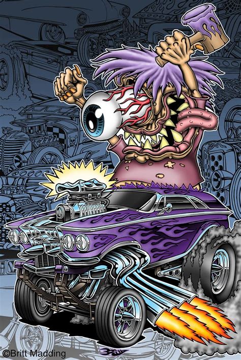 Britt Madding Hot Rod And Monster Artist Gallery 2 Cartoon Rat Cartoon Car Drawing Cartoon