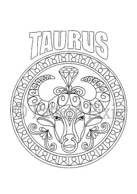 Adult Coloring Page Zodiac Taurus Zodiac Signs Colors Coloring Pages