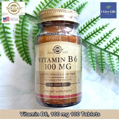 Solgar® Vitamin B6 100 Mg 100 Tablets วิตามินบี 6 บี6 บี 6 B 6 B 6 Th