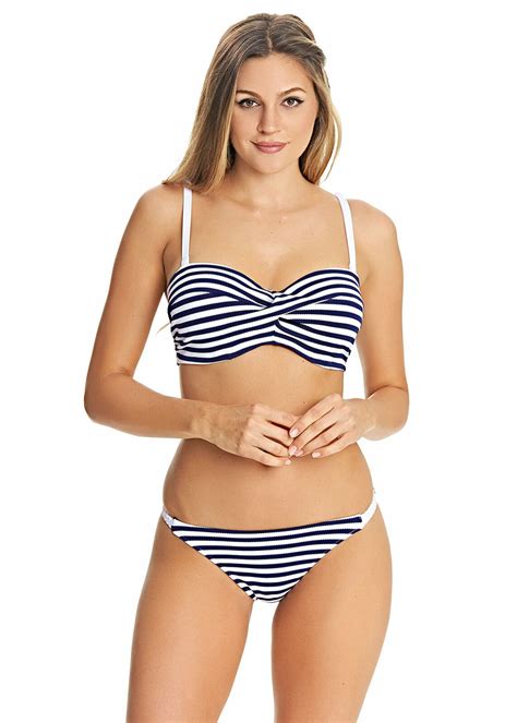 FREYA Navy Drift Away Twist Front Bandeau Bikini Top Size US 36D UK