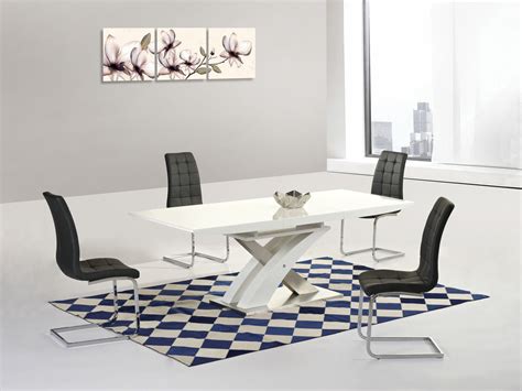 Modern white high gloss / glass extending dining table & 8 chairs