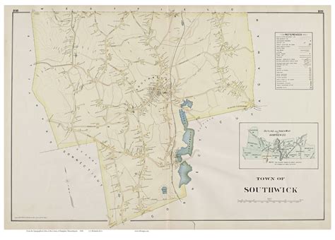 Southwick Massachusetts 1894 Old Town Map Reprint Hampden Co Old Maps