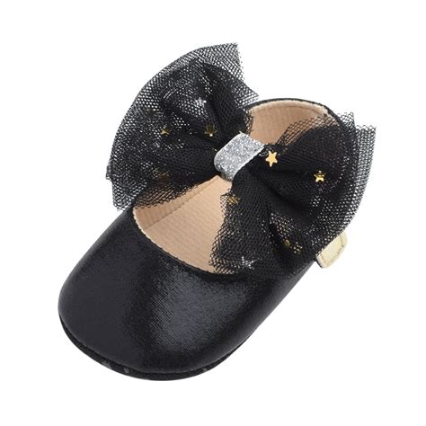 Baby Shoes Baby Girls Flat Bowknot Rubber Sole First Princess Dress ...