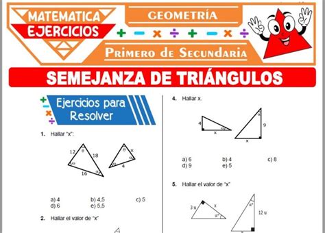 Ejercicios De Semejanza De Triángulos Para Primero De Secundaria