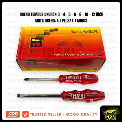 Jual BISON Obeng Tembus Ketok Gagang Plastik 34 5 6 8 10 Plus Minus