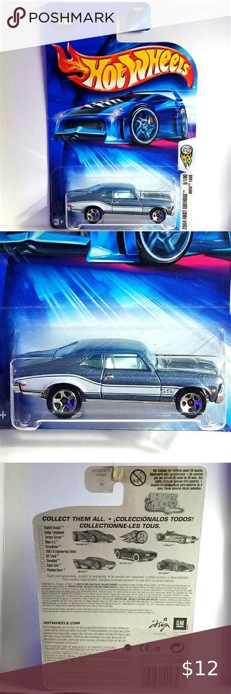 Hot Wheels 2004 First Editions Blue 1968 Chevy Nova 5 100 Collectors B3532