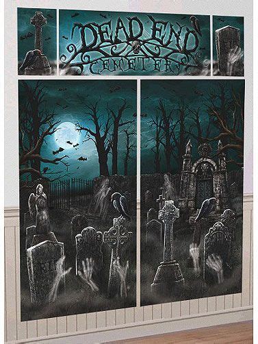 Scene Setters - Cemetery Wall Decorating Kit, Halloween Scene Setters ...