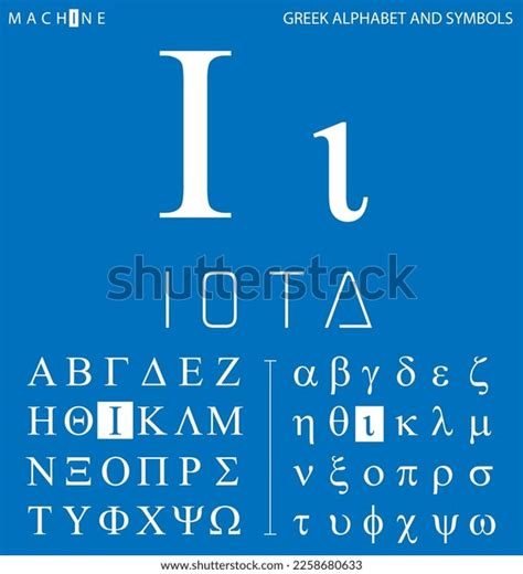 Greek Alphabet Symbols Iota Letter Pronunciation Stock Vector Royalty