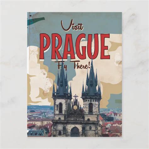 Vintage Prague Czech Republic Travel Poster Postcard Zazzle