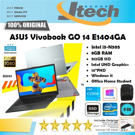 Jual Asus Vivobook Go 14 E1404ga I3 N305 8gb 512gb Ssd Backlit Kb 14 Fhd Win11 Ohs