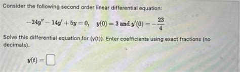 [solved] Consider The Following Second Order Linear Differ