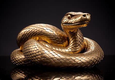 Una Estatua De Serpiente De Oro Sobre Un Fondo Negro Foto Premium