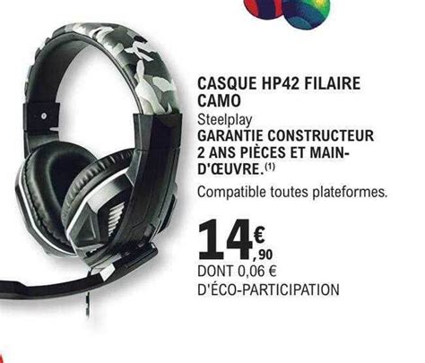 Promo Casque Hp 42 Filaire Camo Steelplay Chez Eleclerc