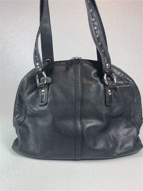 Coach Black Leather Shoulder 2 Strap Bag Purse Zip Ar… - Gem