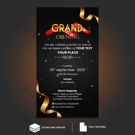 Vector Drawing Grand Opening Invitation Ai Free Download Pikbest