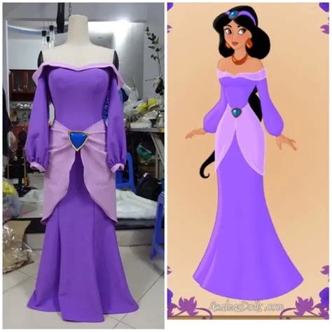 Aladdin Princess Jasmine Dress Cosplay Costume Jamine Purple Dress